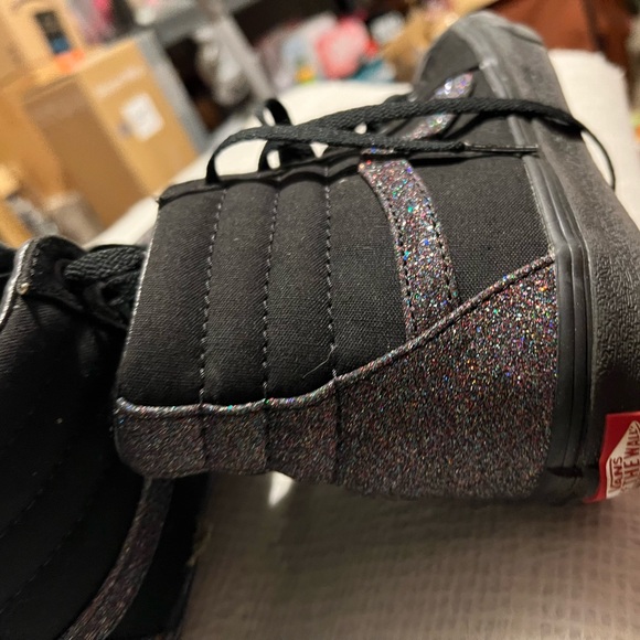 *New Vans Custom Made Black and Glitter High-Tops - Picture 3 of 5